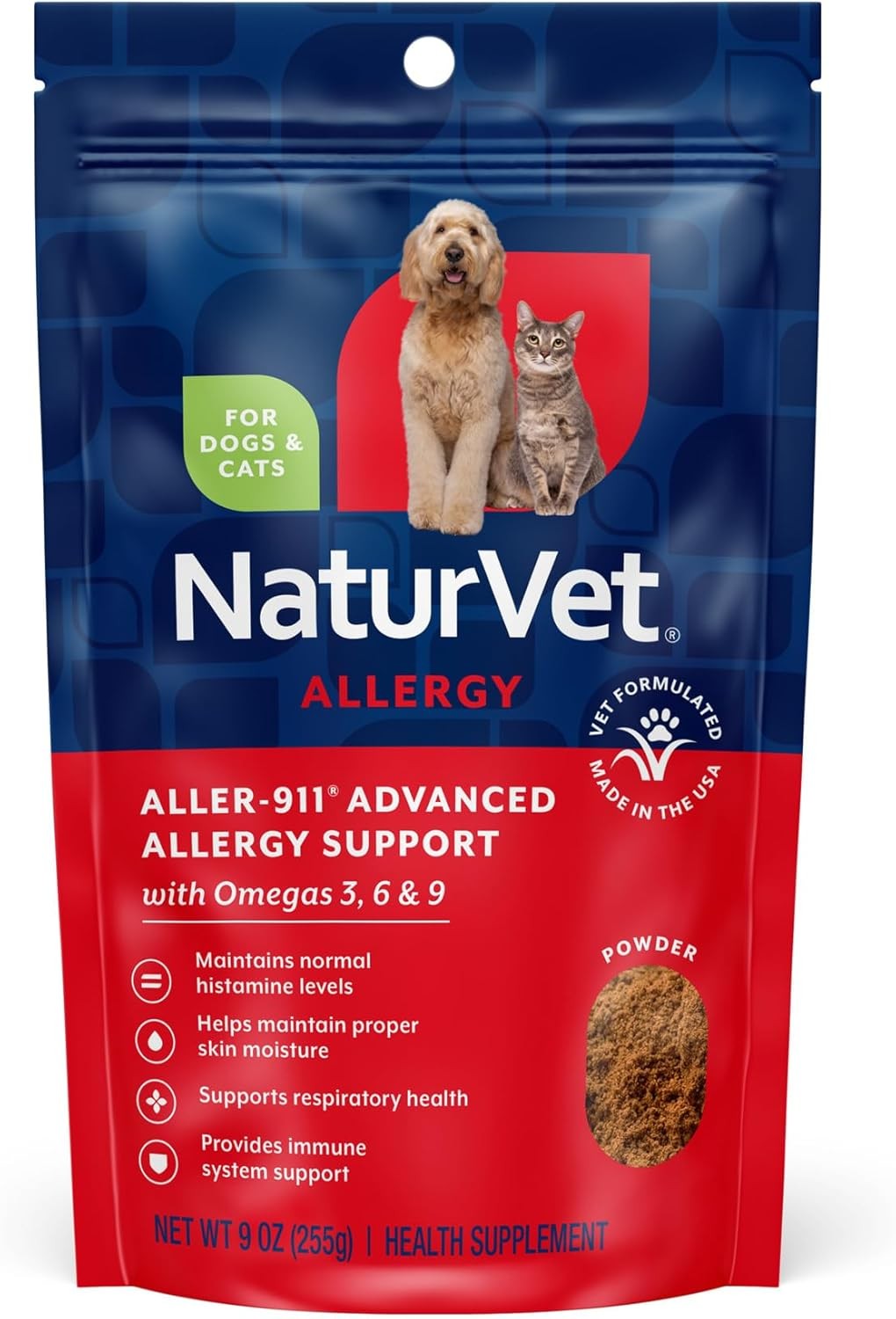 NaturVet Aller-911 Advanced Allergy Aid Formula Powder Plus 