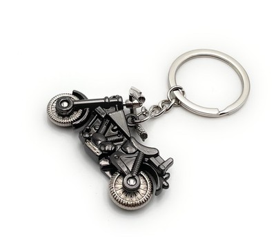 Motorrad Chopper Custom Bike Schlüsselanhänger aus Metall Schwarz Schlüsselring