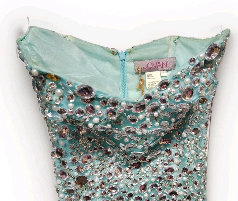 Jovani Elegant Prom Formal Sequined Sleeveless Strapless Gown  Size 2 Vintage - Image 2 of 4