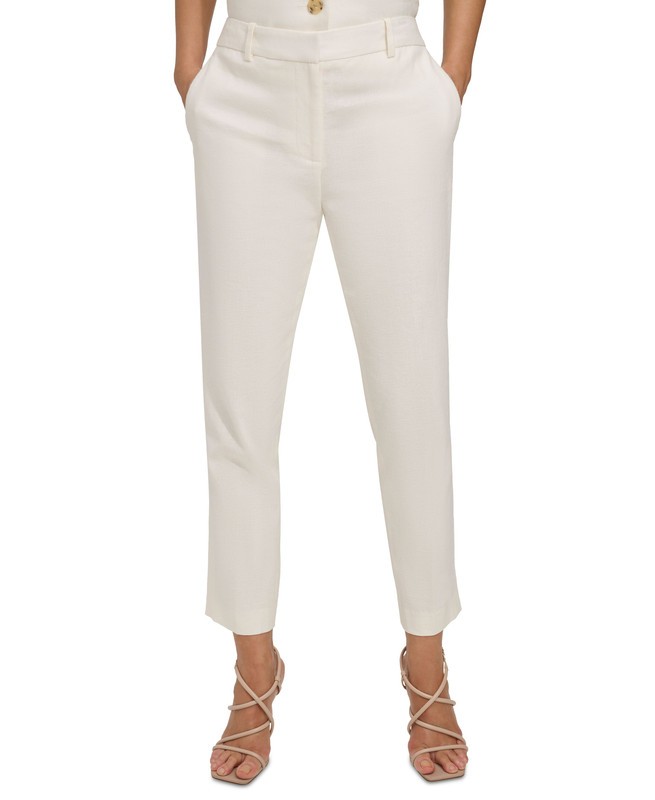DKNY Women's Mid-Rise Slim-Fit Bootcut Pants (Ivory, 12) image 2