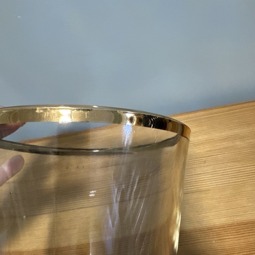 MCM Mid Century Modern Gold Rimmed Ice Bucket Jeannette Glass Culver Hazel Atlas - Picture 6 of 13