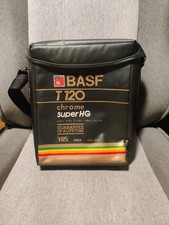 Vintage BASF T120 Chrome Super HG VHS Insulated Cooler Bag With Adjustable Strap