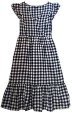 Old Navy Womens Cottagecore Midi Dress  Size M Blue White Gingham Picnic