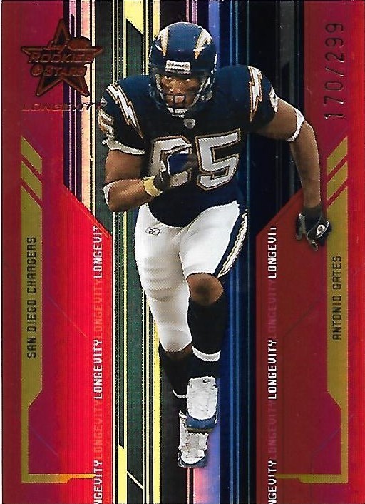 2005 Leaf Rookies Stars Longevity Ruby Antonio Gates /299 #79 Chargers HOF RC