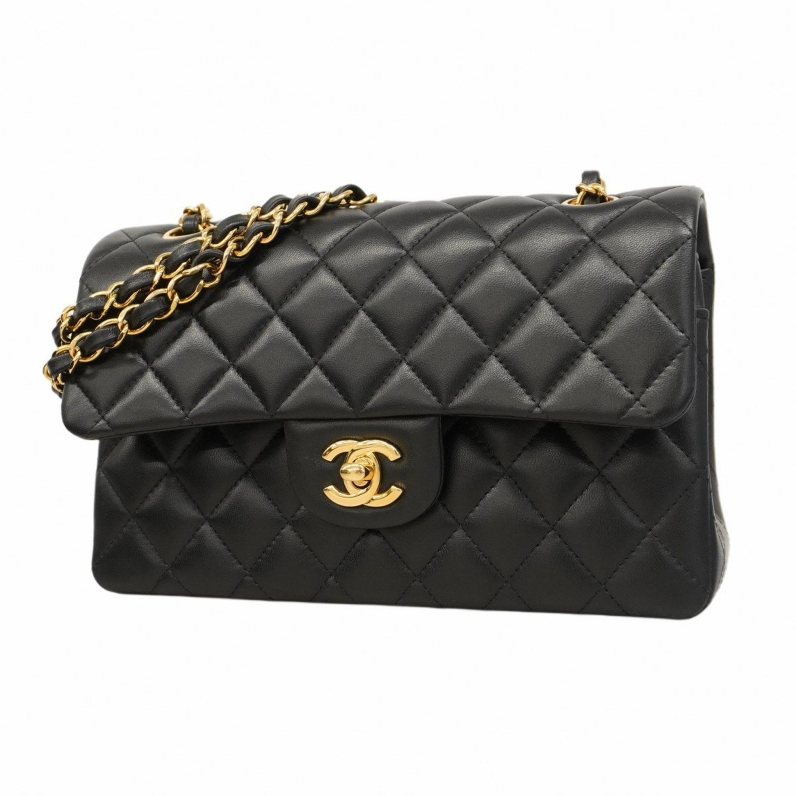Chanel Black Lambskin Matelasse W Flap Shoulder Bag with Chain for Women GZl1a9v5-image