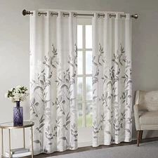  Cecily Semi Sheer SINGLE Panel Window 50"W x 84"L (Pack of 1) Leaves Grey