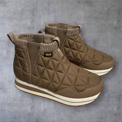 Teva ReEmber Mid Platform Boots Womens 7 Caribou Brown Slip On Water Resistant