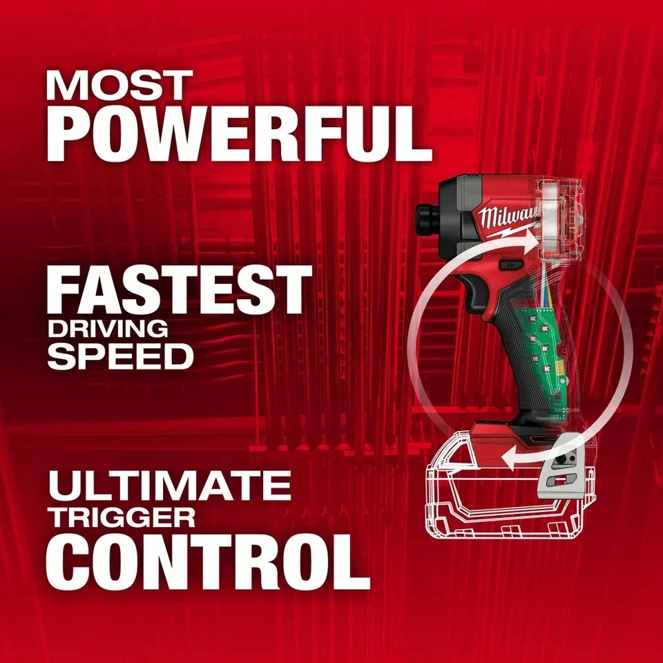 Milwaukee 2953-20 FUEL 18V Lithium-Ion Brushless Cordless 1/4" Hex Impact Driver - Image 2 of 4