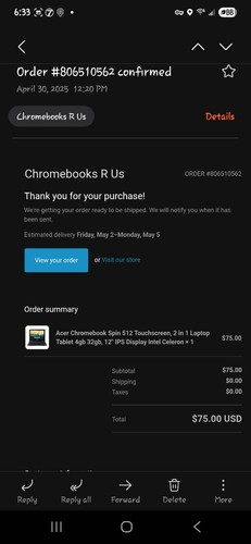 Acer Chromebook Spin 512 Touchscreen, 2 in 1 Laptop Tablet 4GB 32GB - Picture 22 of 23