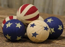 6 Primitive Americana Rag Balls - 2.5" Bowl Fillers - Patriotic
