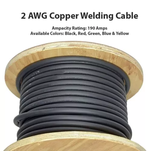2 AWG Class K Copper Welding Battery Cable 600V (190 Amp Rated)