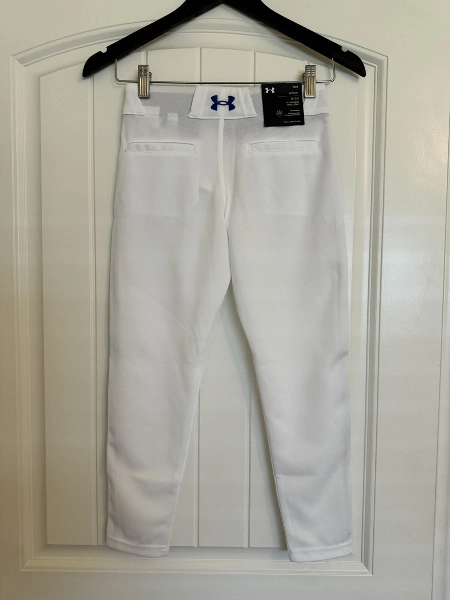 Neu mit Etikett Under Armour Tapered Fit Jugend Jungen Baseballhose weiß royalblau Gr. Small