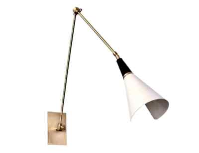 Mid Century Modern Messing Schwenkarm Wandleuchte | Verstellbare Lampe