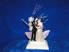 New Handmade Bride Groom Wedding cake topper or Centerpiece in white