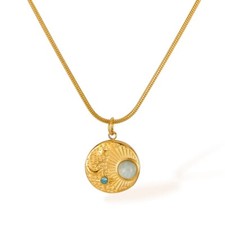 Stainless Steel 18K Gold Plated Pendant Necklace with Chain for Unisex