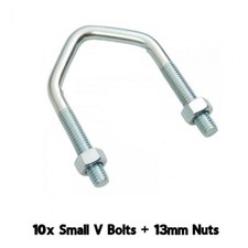 10 x Small V Bolts 1.75" M8 U Bolt c/o Nuts for TV Aerial Satellite Dish DIY