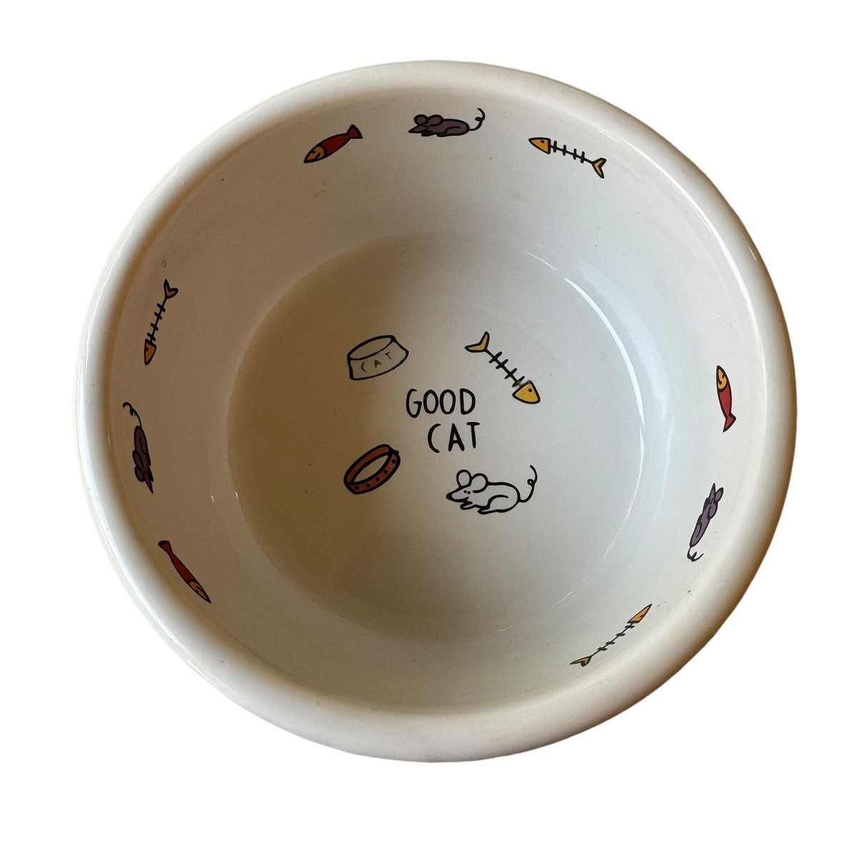 Riviera Van Beers By Signature Stoneware Cat Bowl 3”x6” Good Cat