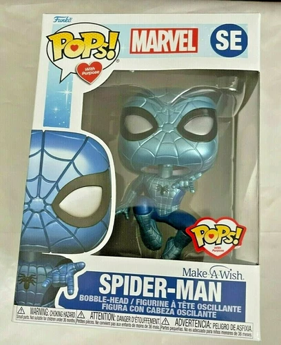 Funko Pop Marvel Make A Wish Spider-Man Metallic Blue w/Stand SE