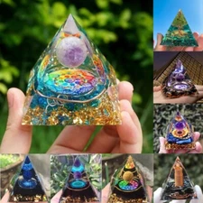 Amethyst Orgonite Pyramid Heal Obsidian Chakra Crystal Stone Energy Orgone Gifts