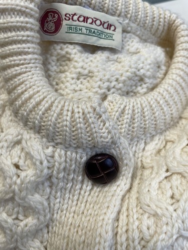 Standun Irish Tradition Fisherman Cable Knit Soft Wool Button Sweater Girls XL - Picture 18 of 18