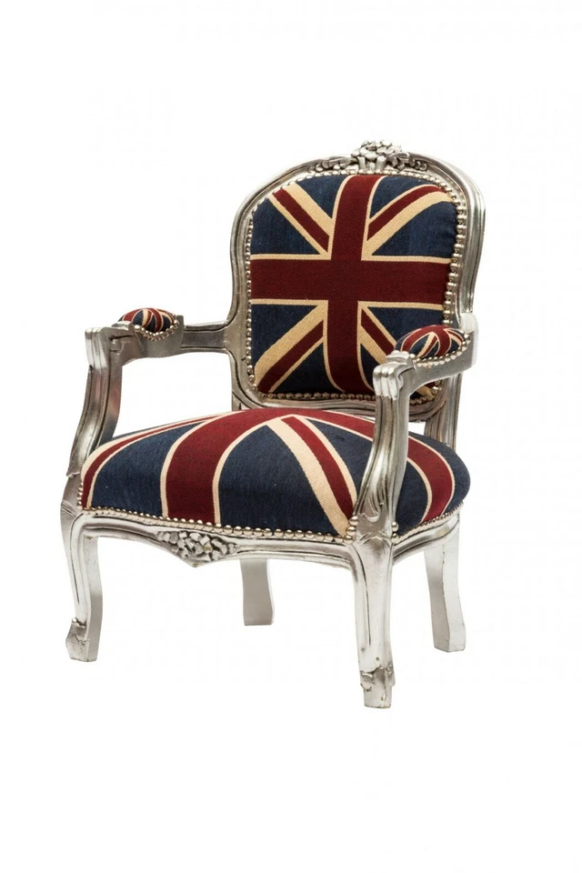 Poltrona con braccioli barocco in foglia argento per BAMBINI PICCOLA CAMERETTA - Immagine 3 di 3