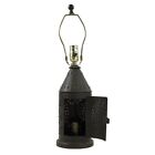 Black Punched Tin Willow Revere Primitive Country Lighting Lamp Base No Shade