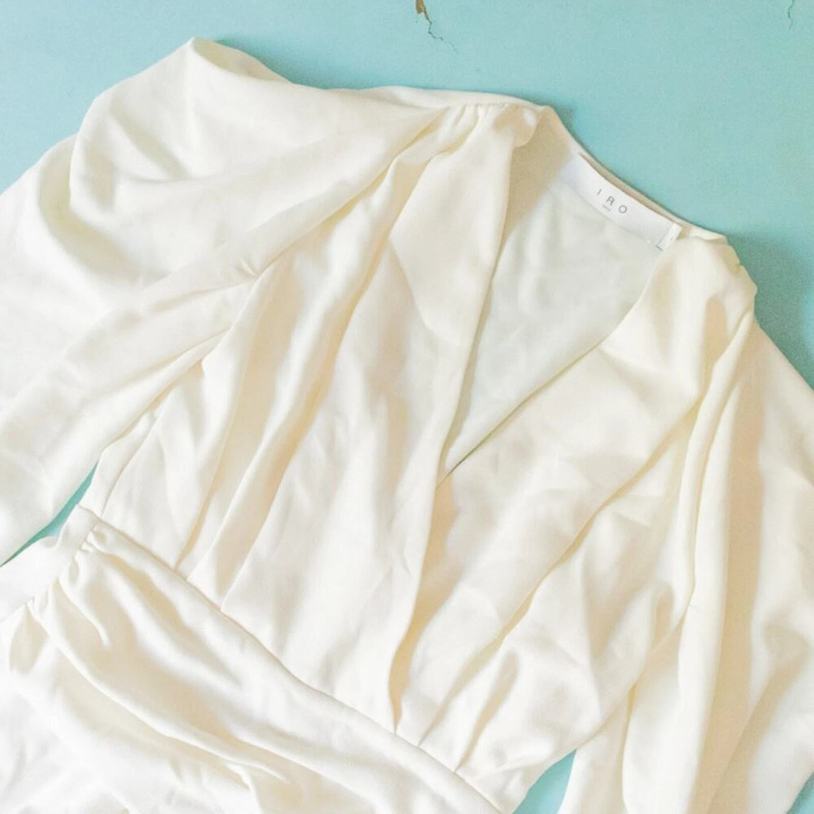 OFF WHITE Abito in guaina drappeggiata IRO bianco cremoso scollo a V a V taglia media