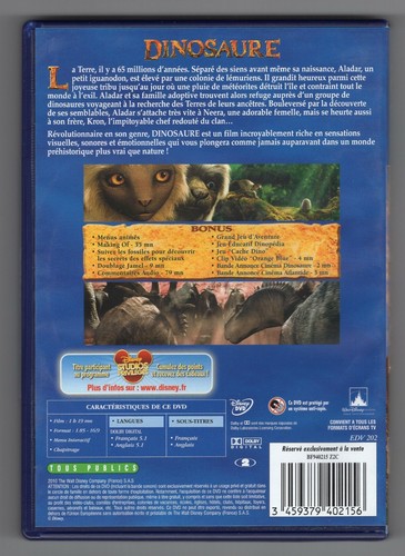 DVD WALT DISNEY ★ DINOSAURE - LOSANGE JAUNE N°58 ★ (ZONE 2) - Picture 2 of 2