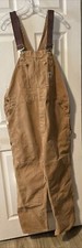 Carhartt Bib Overalls Canvas Tan Beige Rugged Double Knee 44  x29  