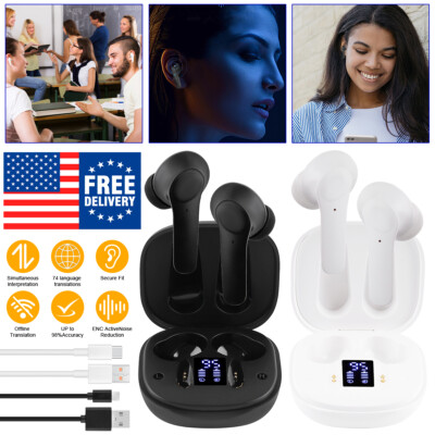 Translator Earbuds 144 Languages Real Time Translator Earphones Smart Voice NEW