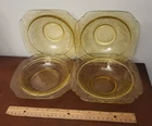 Vintage Depression Glass Federal Madrid Amber Salad Soup Bowls 6 3/4” Set of 4