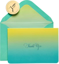 Papyrus Thank You Cards with Envelopes, Teal Ombre (16-Count)