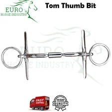 Horse Tom Thumb Bit with Barrel Roller Mouth Stainless Steel Snaffle Horse Bit