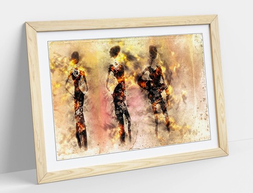 AFRICAN TRIBE SILHOUETTE ABSTRACT ART DECOR -FRAMED ART POSTER PICTURE PRINT - Picture 9 of 10
