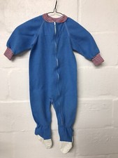 Vintage Gerber Blue Footie Pajamas Zip Up Sleep Outfit Vinyl Feet 2T