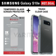 ZAGG S10e Protector de Pantalla de Vidrio y Otterbox Funda Transparente para Samsung Galaxy S10e