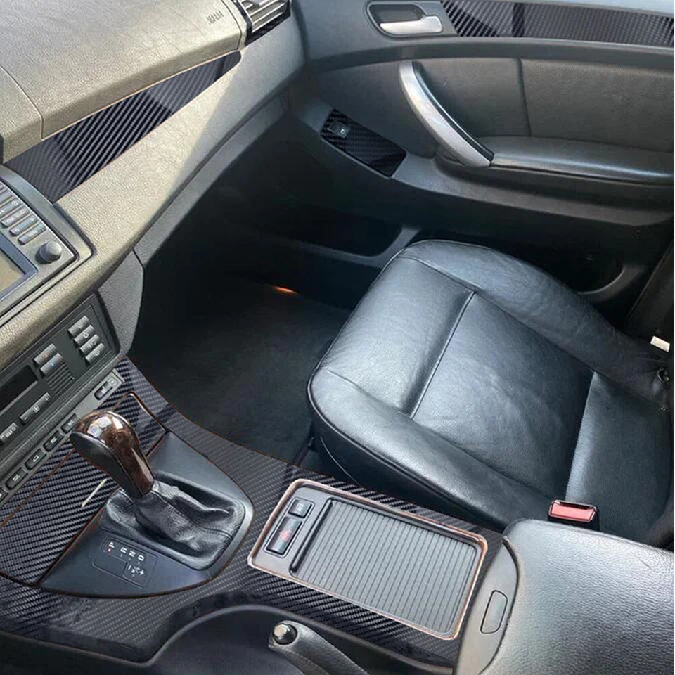 For BMW X5 E53 1999-2006 5D Carbon Fiber Pattern Interior DIY Trim Decals Foto 4 de 4