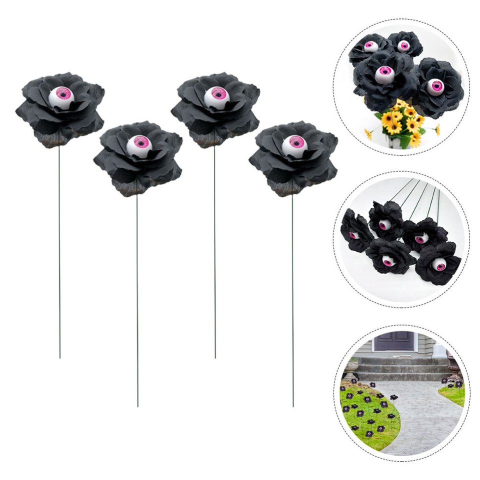 4 Pcs Faux Roses Bundles Patio Stake Sign Decor Emblems Vintage eBay