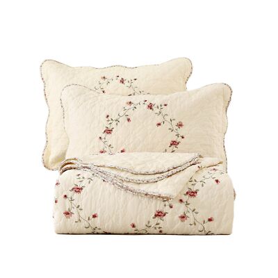 vctops 3-Piece Floral Embroidered Bedspread Coverlet Set Oversize Queen 100% ...