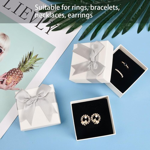 2 Stück Kleine Geschenkbox, Weiss Geschenkkarton mit Deckel, Ringschachtel Ge... - Bild 6 von 9