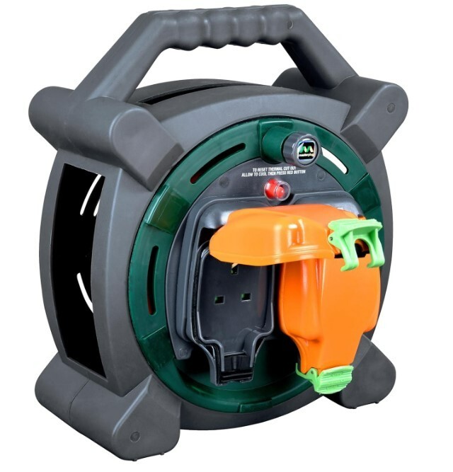 Masterplug 20m Outdoor Mains Extension Cable Reel IP54 with Weatherproof Sockets