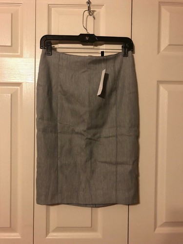 White House Black Market Light Gray Linen Pencil Skirt Size 2 NWT - Picture 8 of 8