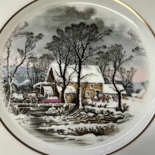Set da tè Avon 1977 Premio Rappresentanti Fine Porcellana Currier e Ives con campana - Foto 3 di 10