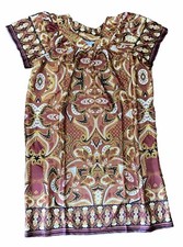 Anthony Richards Abstract Paisley Brown Black House Dress MuMu Nightgown Large