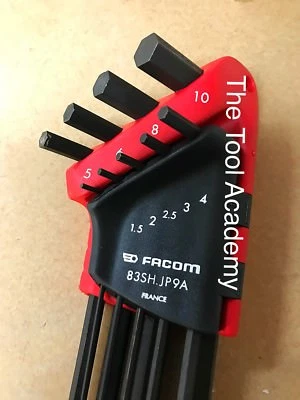 Facom TOOLS 9 Piece Extra Long Ball Ended Hex Allen Key Set 1.5MM - 10MM