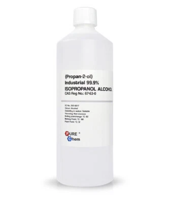 PURE CHEM Isopropyl IPA Isopropanol Alcohol 99.9% Pure 1L Bottle with Safety cap