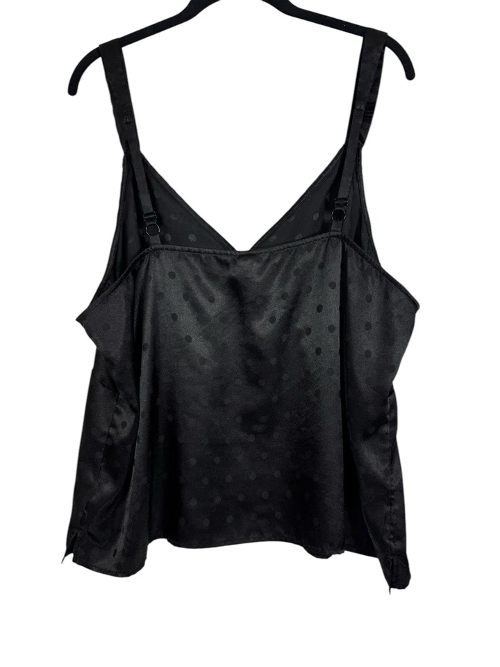 Old Navy Women's XXL Babydoll Cami Top Black Polka Dot Satin Goth Witchy - Image 2 of 4