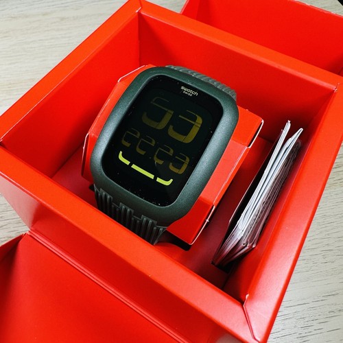 NEW✅ Swatch Touch OLIVE SURG101 Black Dial Green Silicone Unisex Watch - Picture 10 of 14