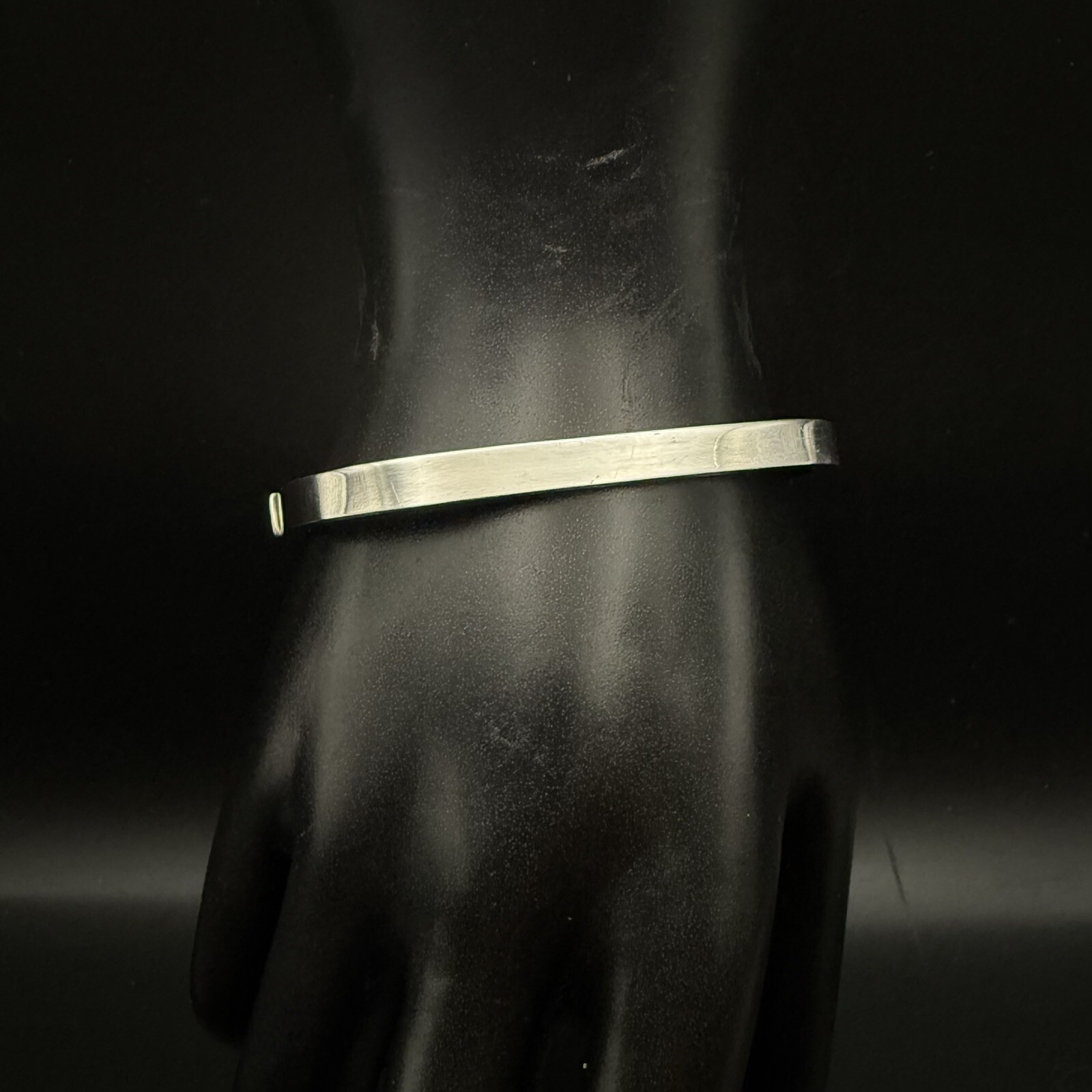 Estate Sterling Rectangular Bangle Bracelet Round… - image 2