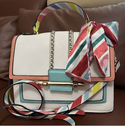 EUC - Aldo Afoirien White and Multi Color Satchel Shoulder Handbag